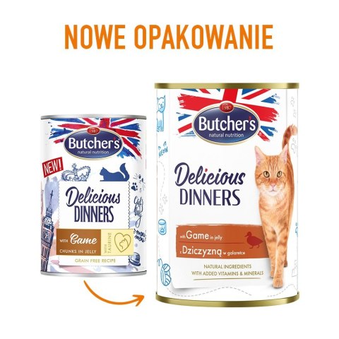 BUTCHER'S Delicious Dinners Kawałki z dziczyzną w galaretce - mokra karma dla kota - 400 g BUTCHER'S Delicious Dinners Kawałki z dziczyzną w galaretce - mokra karma dla kota - 400 g