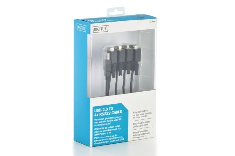 Adapter DIGITUS DA-70159 (USB M - 4x RS-232 M; 1,5m; kolor czarny) Adapter DIGITUS DA-70159 (USB M - 4x RS-232 M; 1,5m; kolor czarny)