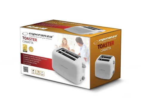 Toster Esperanza Ciabatta EKT002 (600W; kolor biały) Toster Esperanza Ciabatta EKT002 (600W; kolor biały)