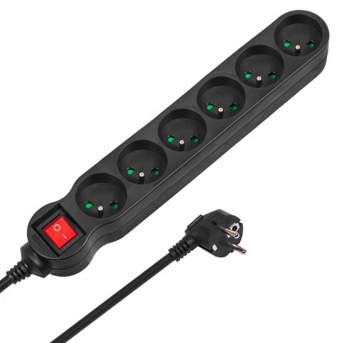Listwa zasilająca 6g 3m MCE187 2300W czarna Listwa zasilająca 6g 3m MCE187 2300W czarna