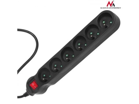 Listwa zasilająca 6g 3m MCE187 2300W czarna Listwa zasilająca 6g 3m MCE187 2300W czarna