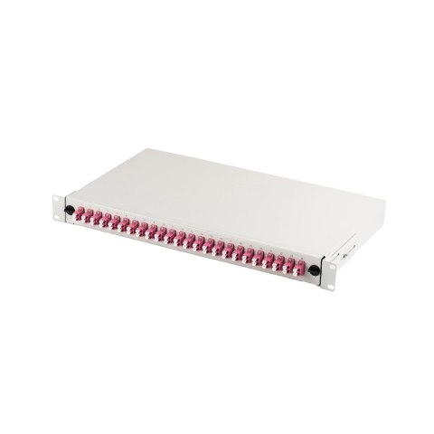 Panel krosowy FO z wyposażeniem 19'' 1U, 24x LC dx, OM4, adaptery, wysuwany, szary Panel krosowy FO z wyposażeniem 19'' 1U, 24x LC dx, OM4, adaptery, wysuwany, szary