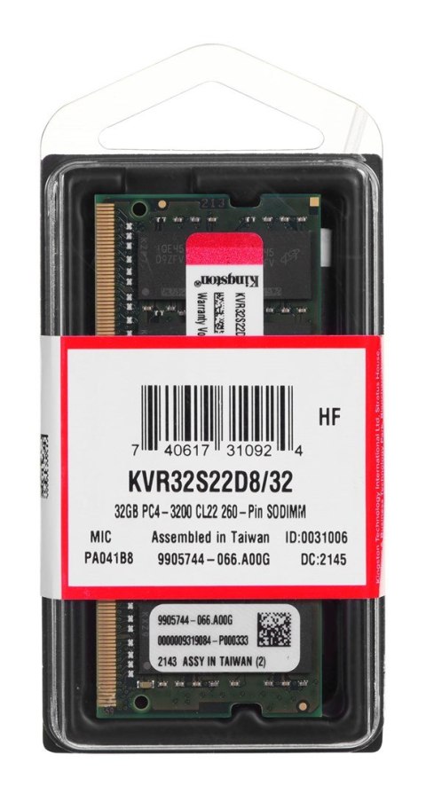 KINGSTON DDR4 SODIMM 32GB 3200MHz CL22 2Rx8 KINGSTON DDR4 SODIMM 32GB 3200MHz CL22 2Rx8