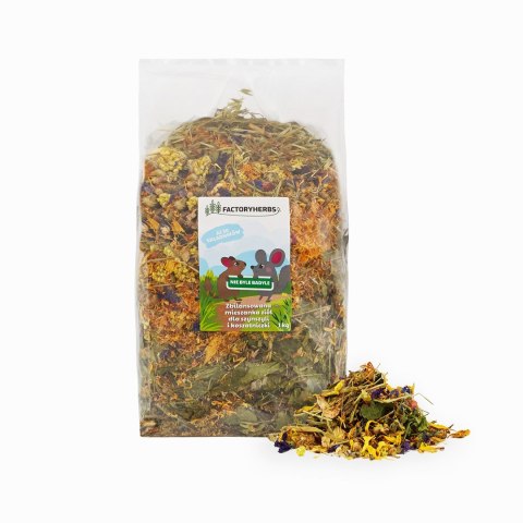 FACTORYHERBS Nie byle badyle dla Szynszyli i Koszatniczki 1kg FACTORYHERBS Nie byle badyle dla Szynszyli i Koszatniczki 1kg