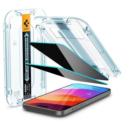 Spigen GLAS.TR EZ FIT Privacy 2-Pack - Szkło hartowane z filtrem prywatyzującym do iPhone 15 Plus 2 szt