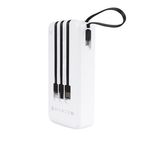 WEKOME WP-10 Pop Digital Series - Power bank 20000 mAh z wbudowanym kablem USB-C / Lightning / Micro USB / USB-A (Biały)