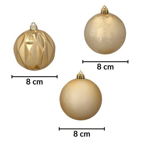 Zestaw 4 bombek choinkowych 8cm - luksusowe złoto Zestaw 4 bombek choinkowych 8cm - luksusowe złoto