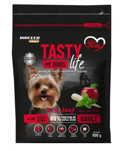 BIOFEED TASTY DOGS LIFE ADULT SMALL WITH BEEF 600G BIOFEED TASTY DOGS LIFE ADULT SMALL WITH BEEF 600G