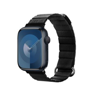 Crong Eclipse - Skórzany pasek magnetyczny Apple Watch 42/44/45/46/49 mm (czarny)