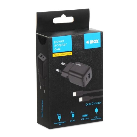 IBOX ŁADOWARKA UNIWERSALNA C-42 GAN PD33W USB A+C BLACK IBOX ŁADOWARKA UNIWERSALNA C-42 GAN PD33W USB A+C BLACK