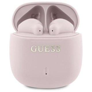 Guess Printed Classic Logo - Słuchawki Bluetooth TWS + etui ładujące (różowy)