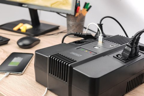 UPS UPS Line-Interactive 800VA/480WAVR 4xSCHUKO 3xIEC C13 1xUSB A 1x USB B RJ45 UPS UPS Line-Interactive 800VA/480WAVR 4xSCHUKO 3xIEC C13 1xUSB A 1x USB B RJ45