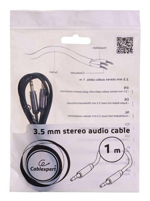 Kabel GEMBIRD CCAP-444-1M (Mini Jack M - Mini Jack M; 1m; kolor czarny) Kabel GEMBIRD CCAP-444-1M (Mini Jack M - Mini Jack M; 1m; kolor czarny)