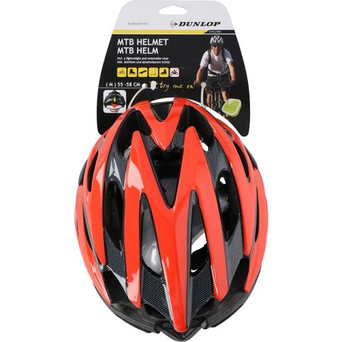 Dunlop - Kask rowerowy regulowany MTB r. M 55-58 cm (czerwono-czarny) Dunlop - Kask rowerowy regulowany MTB r. M 55-58 cm (czerwono-czarny)