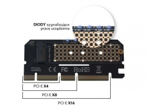 Karta rozszerzeń, adapter M.2 NVMe M-Key PCI-E, AK-41 Karta rozszerzeń, adapter M.2 NVMe M-Key PCI-E, AK-41