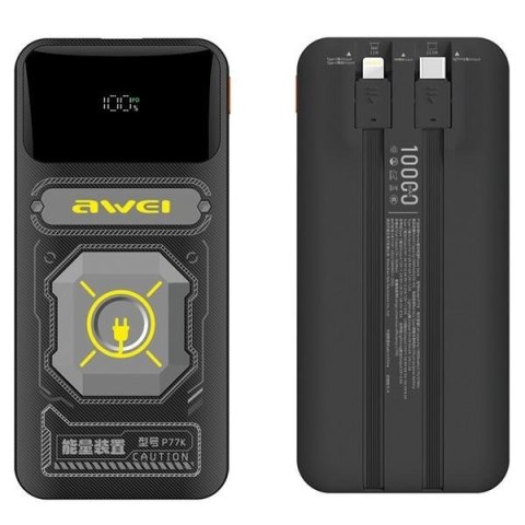 PowerBank 10000mAh 22,5W P77K wbudowane kable lightning USB-C wyjścia 1xUSB+2xUSB-C PowerBank 10000mAh 22,5W P77K wbudowane kable lightning USB-C wyjścia 1xUSB+2xUSB-C