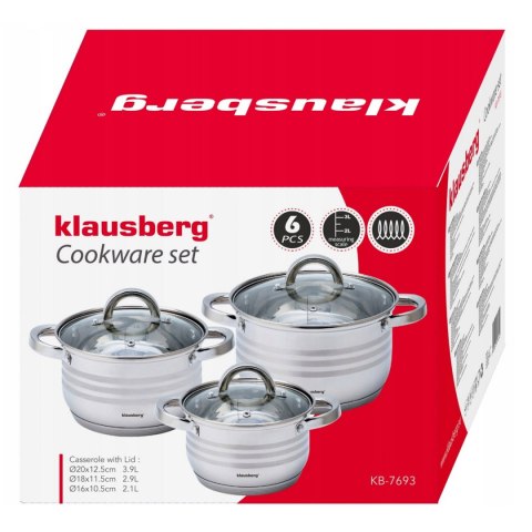 ZESTAW GARNKÓW 6 ELEMENTÓW KLAUSBERG KB-7693 ZESTAW GARNKÓW 6 ELEMENTÓW KLAUSBERG KB-7693