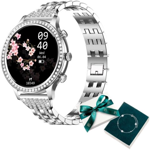 Smartwatch damski Manta Diamond Lusso srebrny + bransoletka YES Smartwatch damski Manta Diamond Lusso srebrny + bransoletka YES