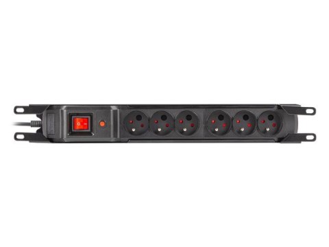 Listwa przeciwprzepięciowa rack 19cali M6 3m 6x230v czarna M6/30/R/CZ Listwa przeciwprzepięciowa rack 19cali M6 3m 6x230v czarna M6/30/R/CZ