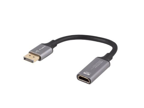 Adapter Displayport(M)- HDMI(F)8K na kablu 20cm srebrny Adapter Displayport(M)- HDMI(F)8K na kablu 20cm srebrny