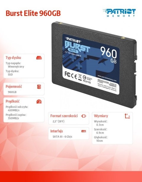 SSD 960GB Burst Elite 450/320MB/s SATA III 2.5 SSD 960GB Burst Elite 450/320MB/s SATA III 2.5