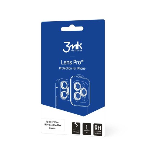 3mk Lens Protection Pro - Szkło na obiektyw aparatu iPhone 14 Pro / 14 Pro Max (Grafitowy) 3mk Lens Protection Pro - Szkło na obiektyw aparatu iPhone 14 Pro / 14 Pro Max (Grafitowy)