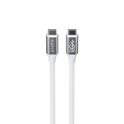 Kabel Havit Typ C-Typ C CB6290 (biały/szary; 100cm) Kabel Havit Typ C-Typ C CB6290 (biały/szary; 100cm)