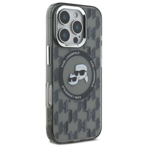 Karl Lagerfeld IML Monogram Karl & Choupette Head MagSafe - Etui iPhone 16 Pro (czarny)