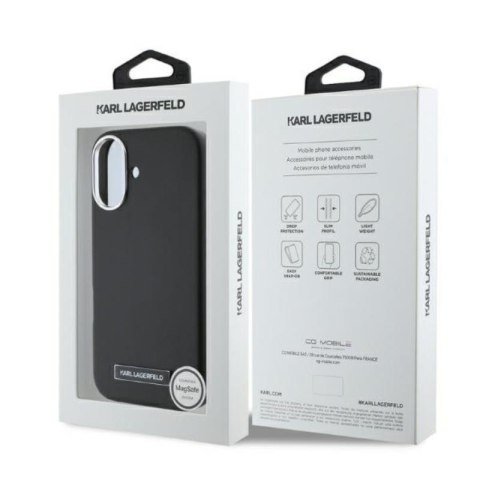Karl Lagerfeld FW Metal Plate MagSafe - Etui iPhone 16 (czarny) Karl Lagerfeld FW Metal Plate MagSafe - Etui iPhone 16 (czarny)