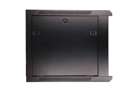 Szafka wisząca rack 9U 600x600 czarna szklane drzwi