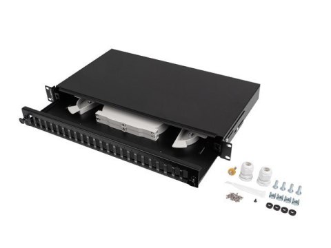 PRZEŁĄCZNICA ŚWIATŁOWODOWA LANBERG 24XSC DUPLEX / 24XLC QUAD RACK 19" 1U CZARNA + AKCESORIA PRZEŁĄCZNICA ŚWIATŁOWODOWA LANBERG 24XSC DUPLEX / 24XLC QUAD RACK 19" 1U CZARNA + AKCESORIA