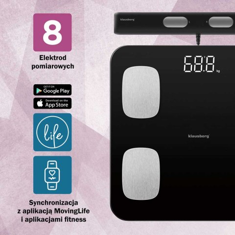 ANALITYCZNA WAGA ŁAZIENKOWA SMART IOS ANDROID KLAUSBERG KB-7852 ANALITYCZNA WAGA ŁAZIENKOWA SMART IOS ANDROID KLAUSBERG KB-7852