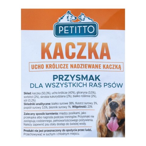 PETITTO Ucho królicze nadziewane kaczką 500G PETITTO Ucho królicze nadziewane kaczką 500G