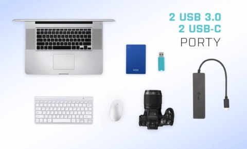 Adapter USB-C Metal HUB 2x USB 3.0 + 2x USB-C