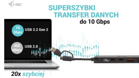 Adapter USB-C Metal HUB 2x USB 3.0 + 2x USB-C
