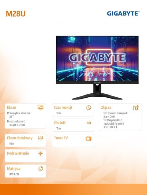 Monitor 28 M28U GAMING IPS/1ms/1MLN:1/UHD/HDMI/ Monitor 28 M28U GAMING IPS/1ms/1MLN:1/UHD/HDMI/