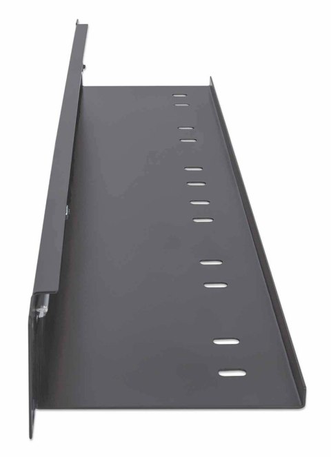 Panel szczotkowy z tacką na kable, 1U, 2 sztuki, czarny