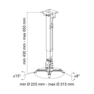 Uchwyt do projektora 43-65cm sufitowy ścienny regulowany