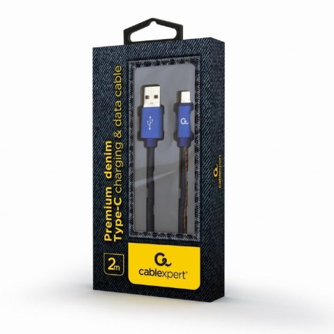 GEMBIRD KABEL USB TYPE-C (METALOWE WTYKI, OPLOT NYLONOWY W KOLORZE DENIM - JEANS) 2M GEMBIRD KABEL USB TYPE-C (METALOWE WTYKI, OPLOT NYLONOWY W KOLORZE DENIM - JEANS) 2M