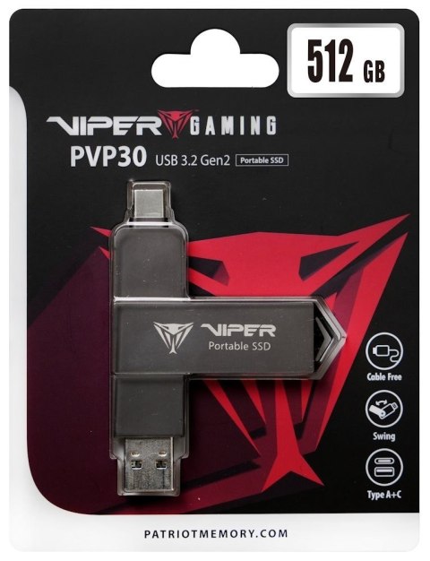 Dysk zewnętrzny SSD 512GB PVP30 Duo Compact 1000/1000 MB/s USB 3.2 USB-C