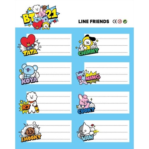 BT21 - Zestaw 16 naklejek na zeszyty / książki BT21 - Zestaw 16 naklejek na zeszyty / książki
