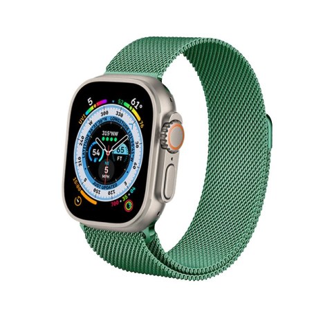 Crong Milano Steel - Pasek ze stali nierdzewnej do Apple Watch 42/44/45/46/49 mm (zielony)
