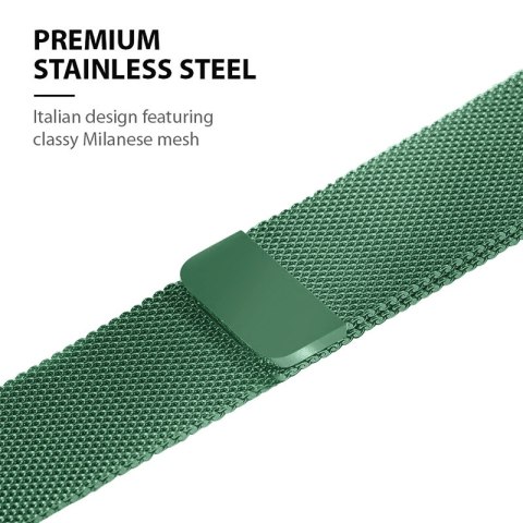 Crong Milano Steel - Pasek ze stali nierdzewnej do Apple Watch 42/44/45/46/49 mm (zielony)