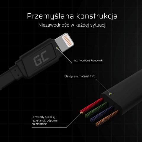 Green Cell GCmatte - Kabel Przewód Lightning 25 cm z obsługą szybkiego ładowania Apple 2.4A Green Cell GCmatte - Kabel Przewód Lightning 25 cm z obsługą szybkiego ładowania Apple 2.4A