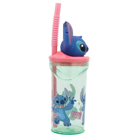 Disney Stitch - Kubek ze słomką i figurką 3D z kolekcji Flowers 360 ml Disney Stitch - Kubek ze słomką i figurką 3D z kolekcji Flowers 360 ml