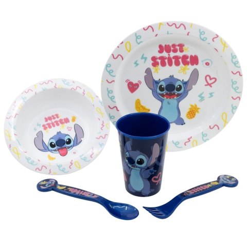 Disney Stitch - Zestaw naczyń do mikrofali 5 szt. z kolekcji Palms (talerz, miska, kubeczek, widelec, łyżeczka) Disney Stitch - Zestaw naczyń do mikrofali 5 szt. z kolekcji Palms (talerz, miska, kubeczek, widelec, łyżeczka)