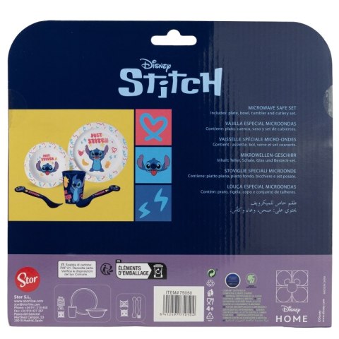 Disney Stitch - Zestaw naczyń do mikrofali 5 szt. z kolekcji Palms (talerz, miska, kubeczek, widelec, łyżeczka) Disney Stitch - Zestaw naczyń do mikrofali 5 szt. z kolekcji Palms (talerz, miska, kubeczek, widelec, łyżeczka)