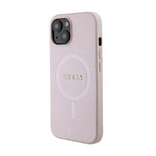 Guess Saffiano MagSafe - Etui iPhone 15 Plus (różowy)