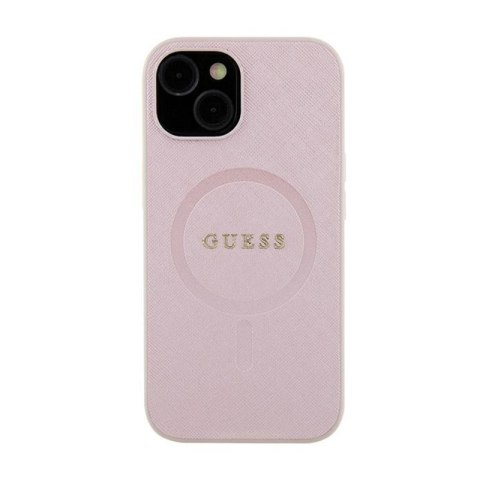 Guess Saffiano MagSafe - Etui iPhone 15 Plus (różowy)