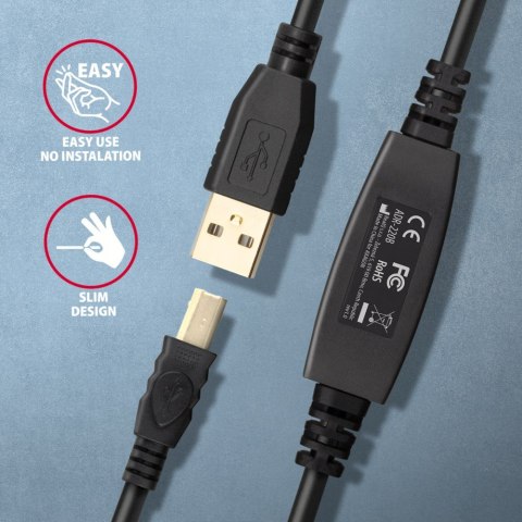 AXAGON ADR-220B Aktywny połączeniowy USB 2.0, USB-A do USB-B - 20m